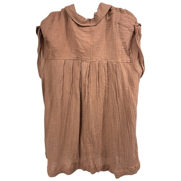 Free People Oversized Gauze Button Down Tunic Shirt Boho Earth Tone - Picture 3 of 5
